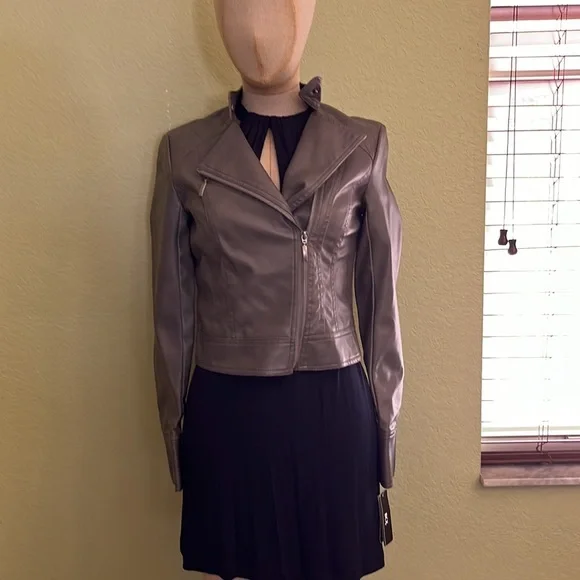 Gray leatherette jacket - Picture 3 of 3